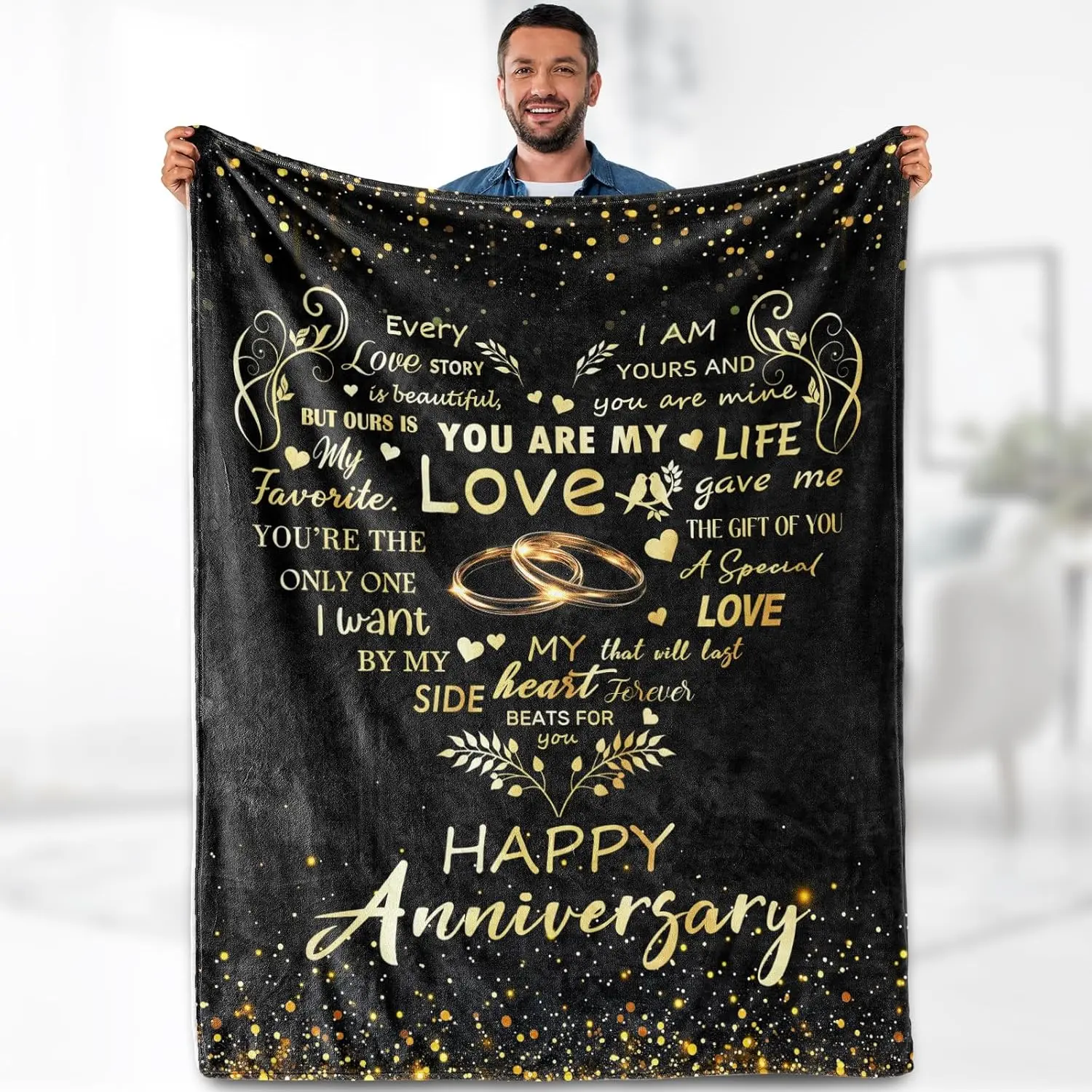 Wedding Anniversary Blanket Gifts for Wife from Husband Christmas Valentines Day Bedroom Living Room Decor Soft Couch Blanket 50"x60"