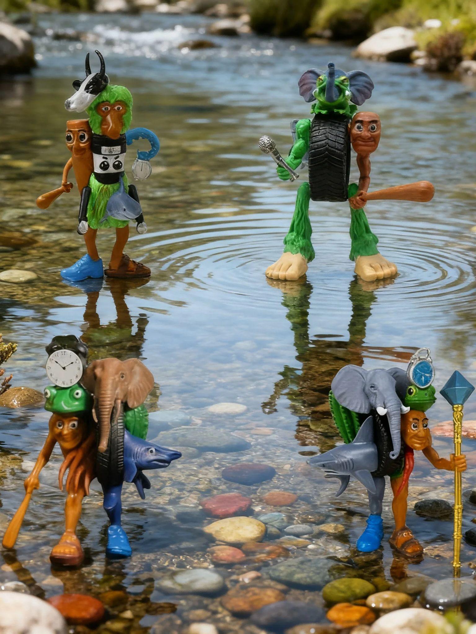 Italian Brainrot Action Figure Set, Tung Tung Sahur Tralalero Model, Fun Desktop Decorations Ornaments Toys for Kids and Fan