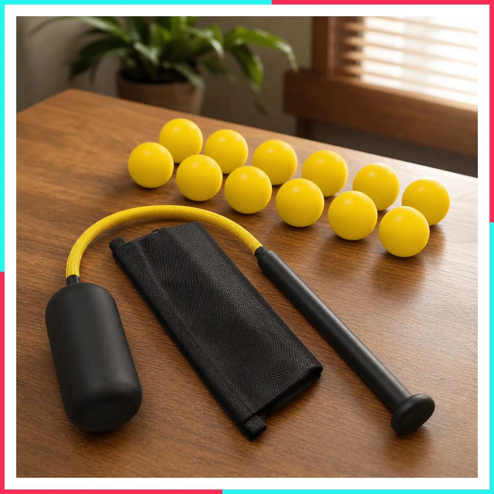 Baseball Swing Trainer Bat with 12 Soft Practice Balls & Carry Bag - Kinetic Chain Hitting Mechanics Tool with Adjustable Grip, Nylon Rope Centrifugal Force Corrector for All Skill Levels