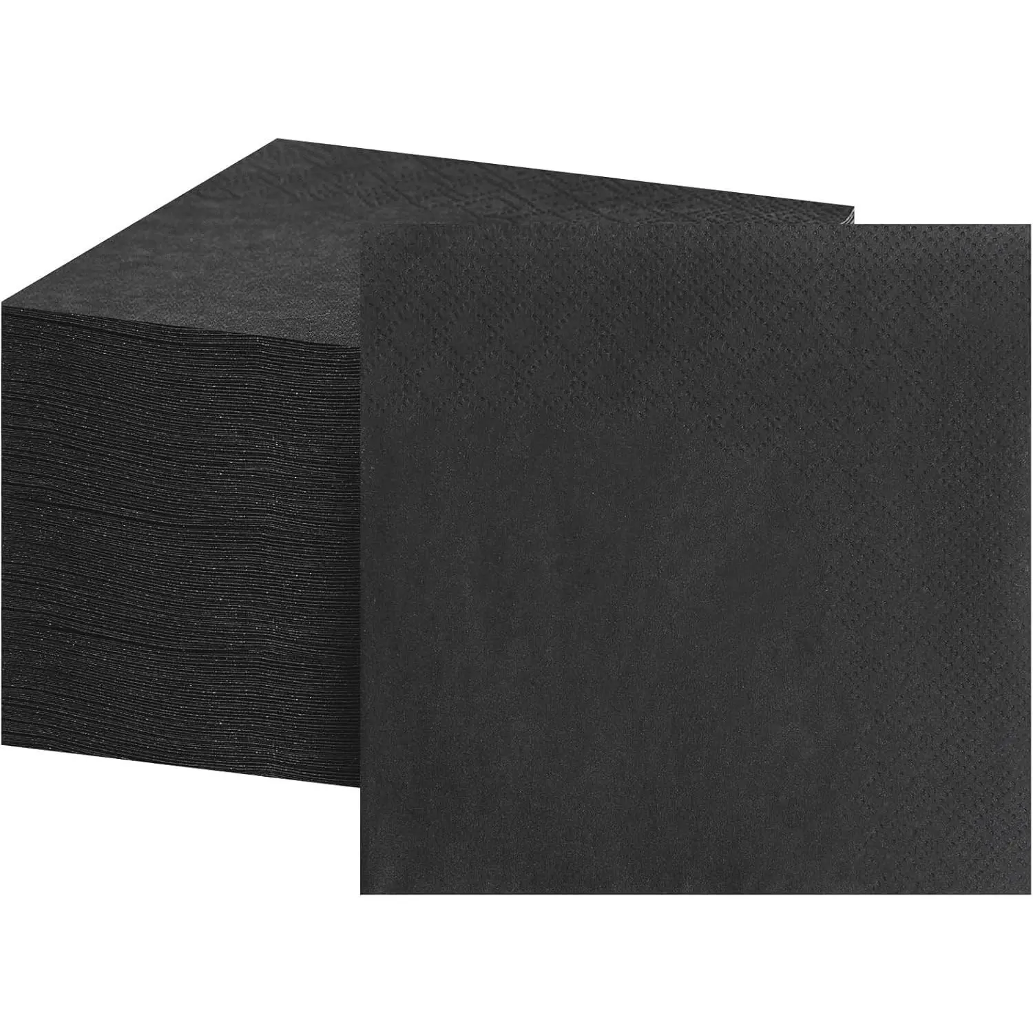 100 Count 2-Ply Black Disposable Cocktail Beverage Napkins, Premium Quality 5" x 5" Folded (10" x 10" Unfolded) Paper Napkins for Bar, Weddings, Birthdays, Halloween