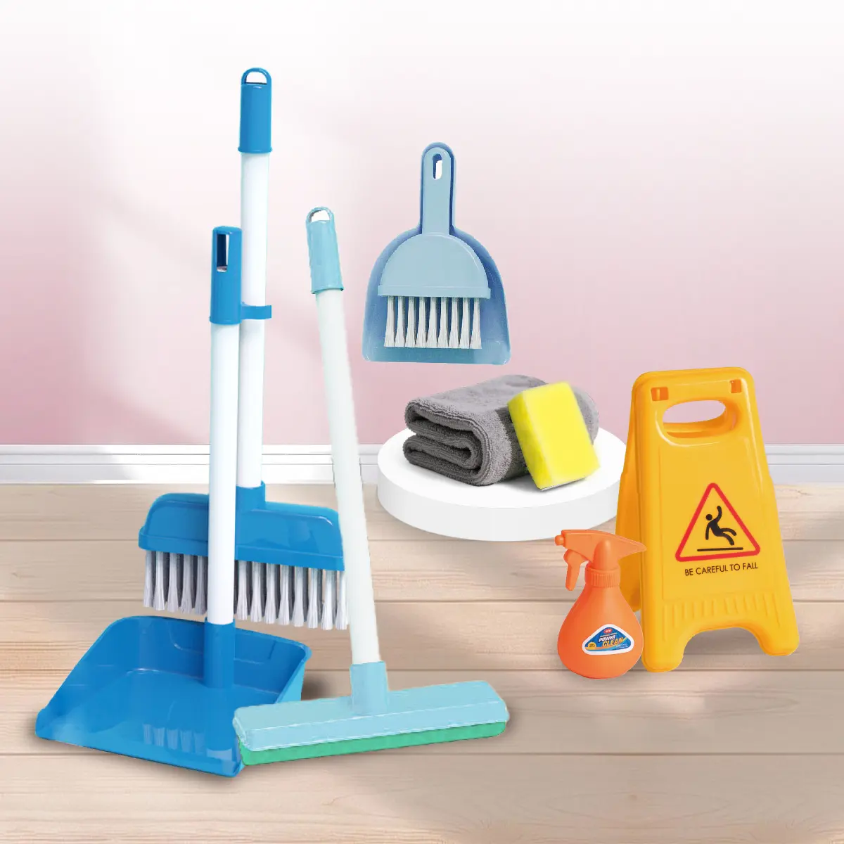 Realistic Broom Mop Set, Pretend Play Cleaning Toy Kit, Gift Box for Kids Aged 3+, Educational Role-Playing Toys