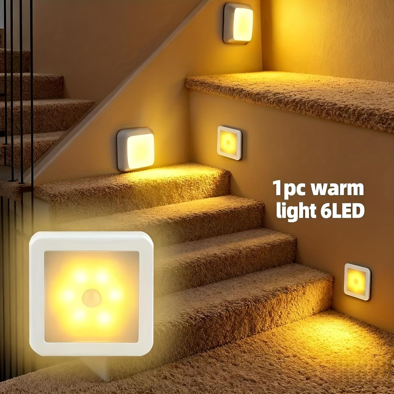 Wireless Motion Sensor LED Step Light, IP44 Waterproof Auto On/Off Wall Ceiling Lamp, Plug-In Energy Saving Stair Light for Corridor Garage Bedroom Living Room, Modern Square Design