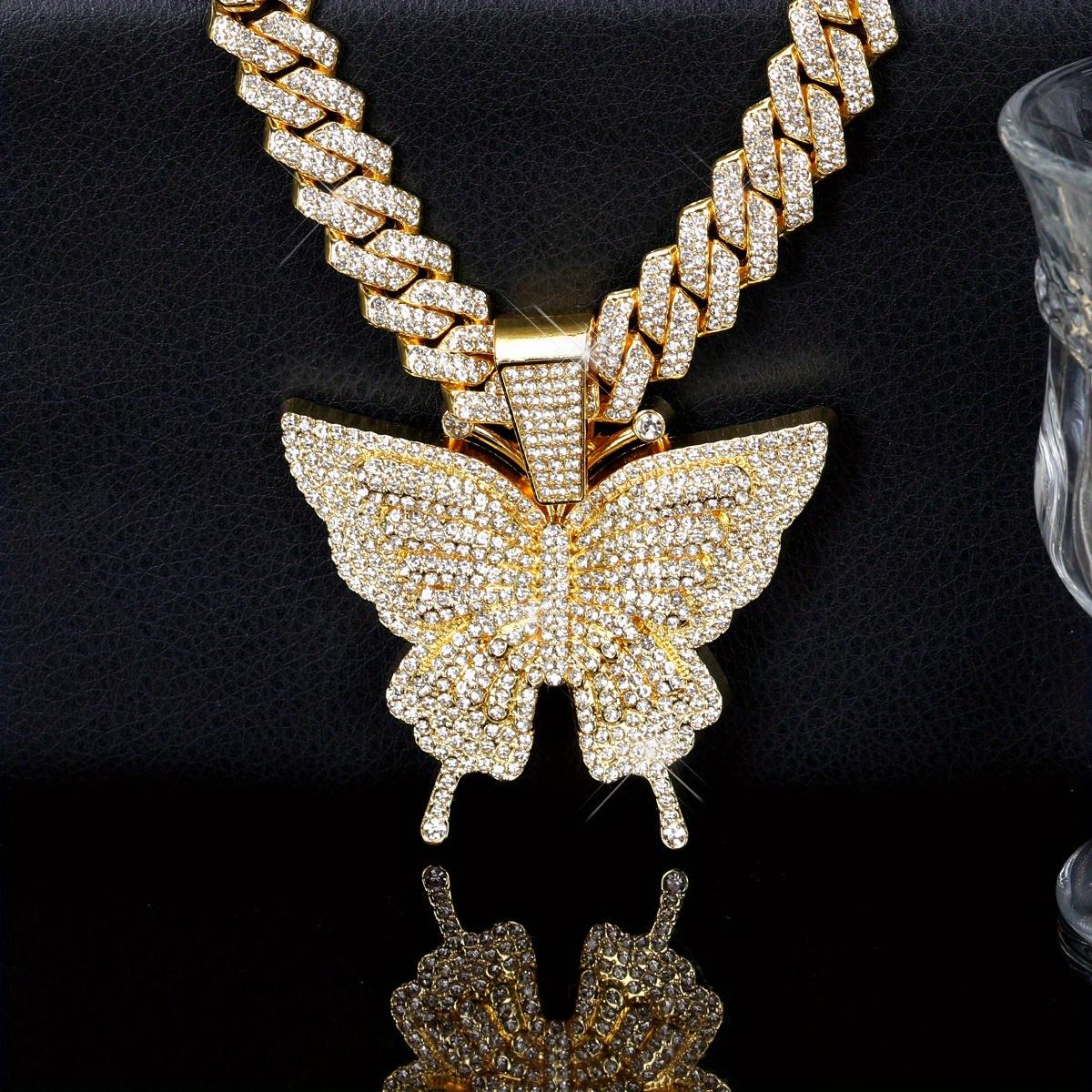 Colorful Butterfly Pendant Necklace, Various Colors of Cuba Chain Can Be Selected, Beautiful And Elegant Collocation