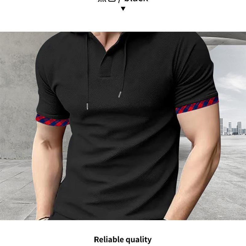Short-sleeved Men's T-shirt, Sports and Leisure Fashion Solid Color Hooded Polo Shirt for Men