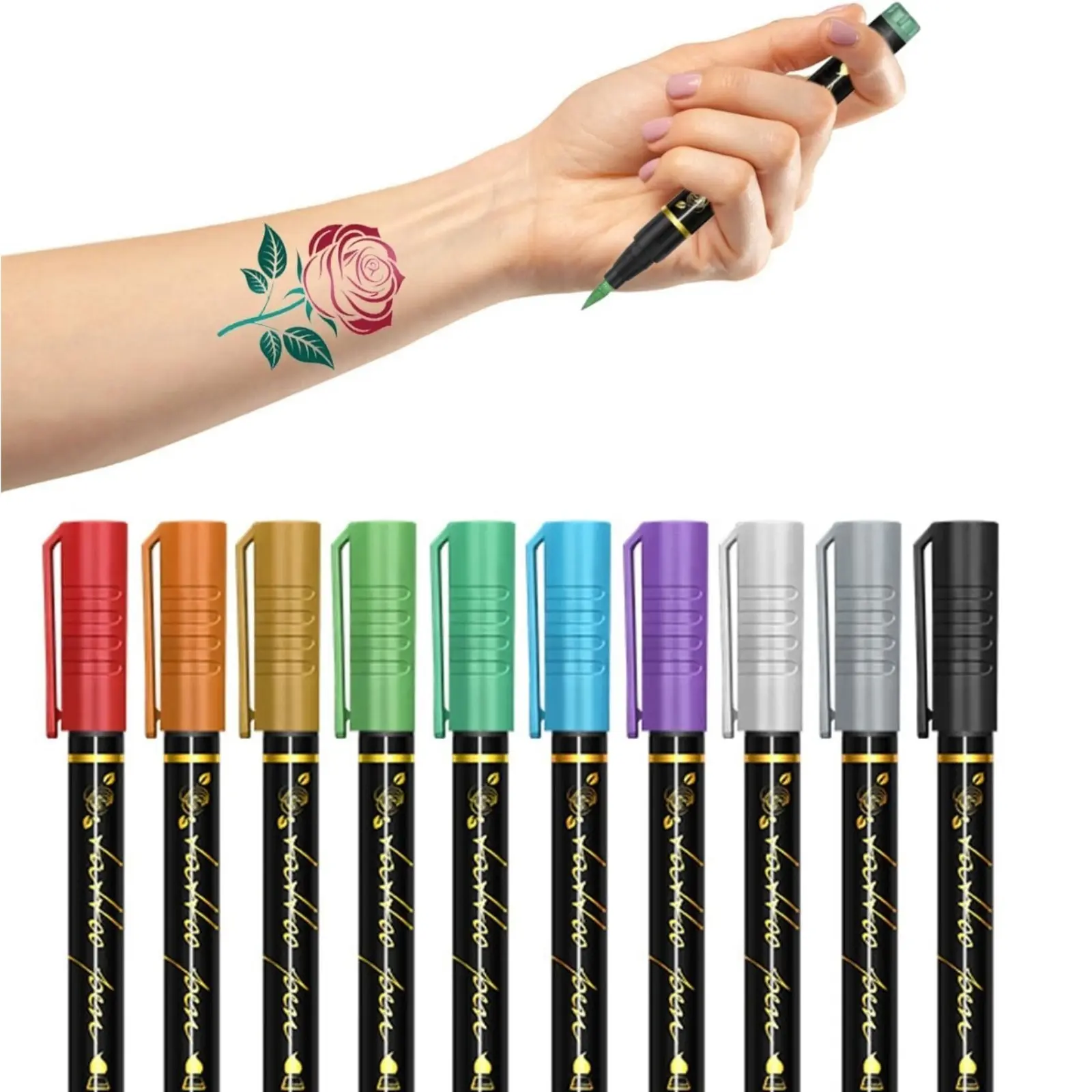 10-Color Washable Face Painting Pen-Temporary Skin Markers - Temporary Paint Markers,For Cosplay Halloween Art Theater Party Themed Performance