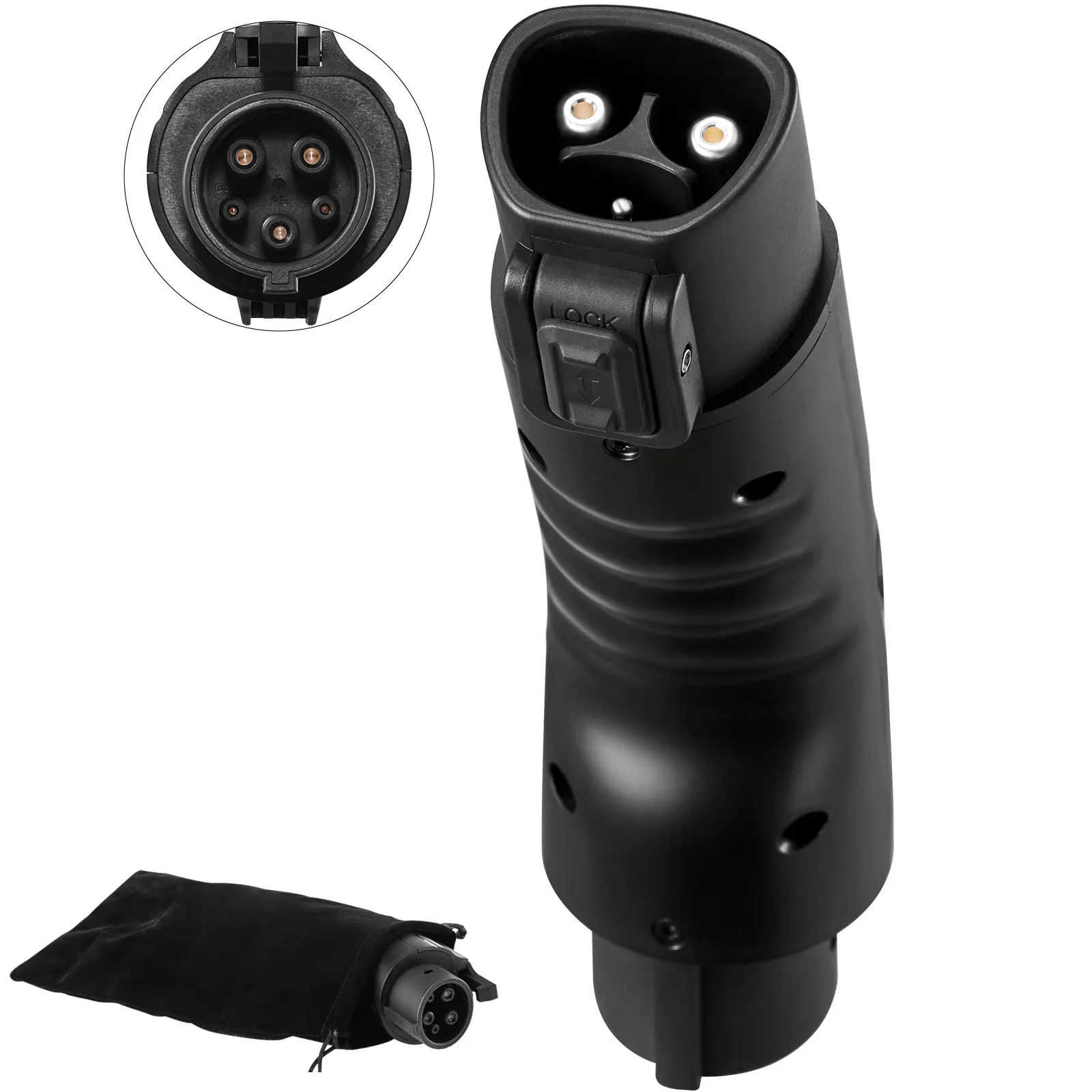 Tesla to J1772 Charging Adapter, Max 48 Amp 240V, J1772 EVs Charger Adapter, with IP65 Storage Bag Anti-Drop Lock, for Tesla High Powered Wall Connector, Destination Charger and Mobile Connector