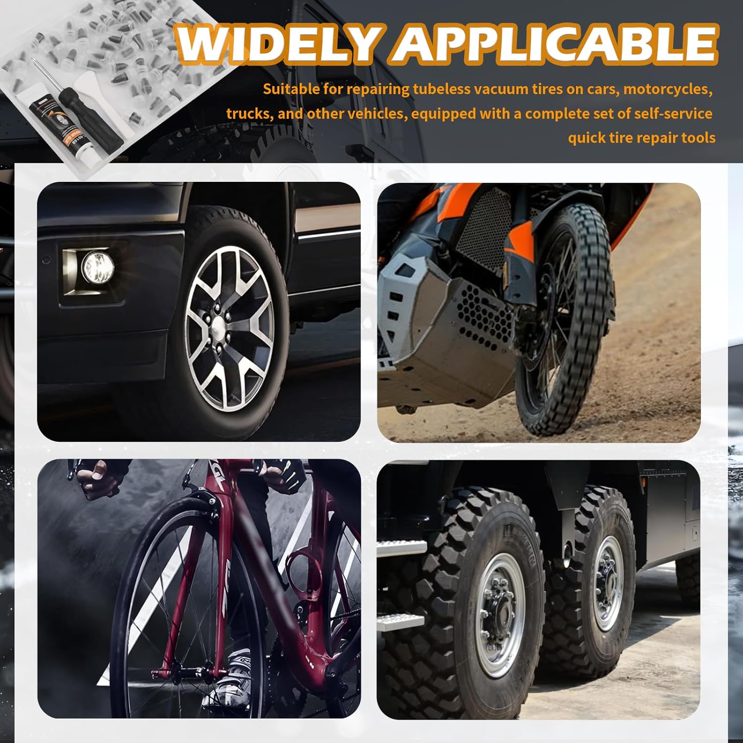 60PCS Car Tire Repair Rubber Nail Kit,Self-Tapping Tire Plug Kit Includes Tires Repairs Screws/Screwdrivers/Glue,Professional Tires Repair Screws Kits for Cars/Motorcycle