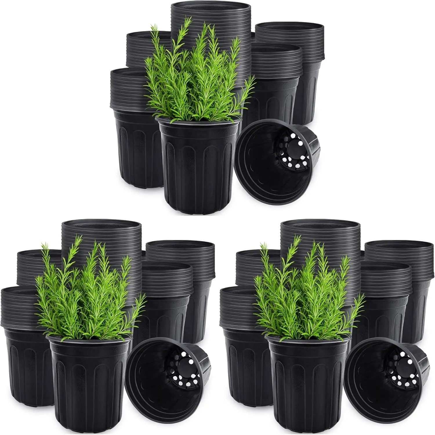 60 count 1 Gallon Flexible   Pots,Thickened Soft Plastic Seedling Pot with Holes,Flower  Container for ,Cuttings,Transplanting, Garden(Black)