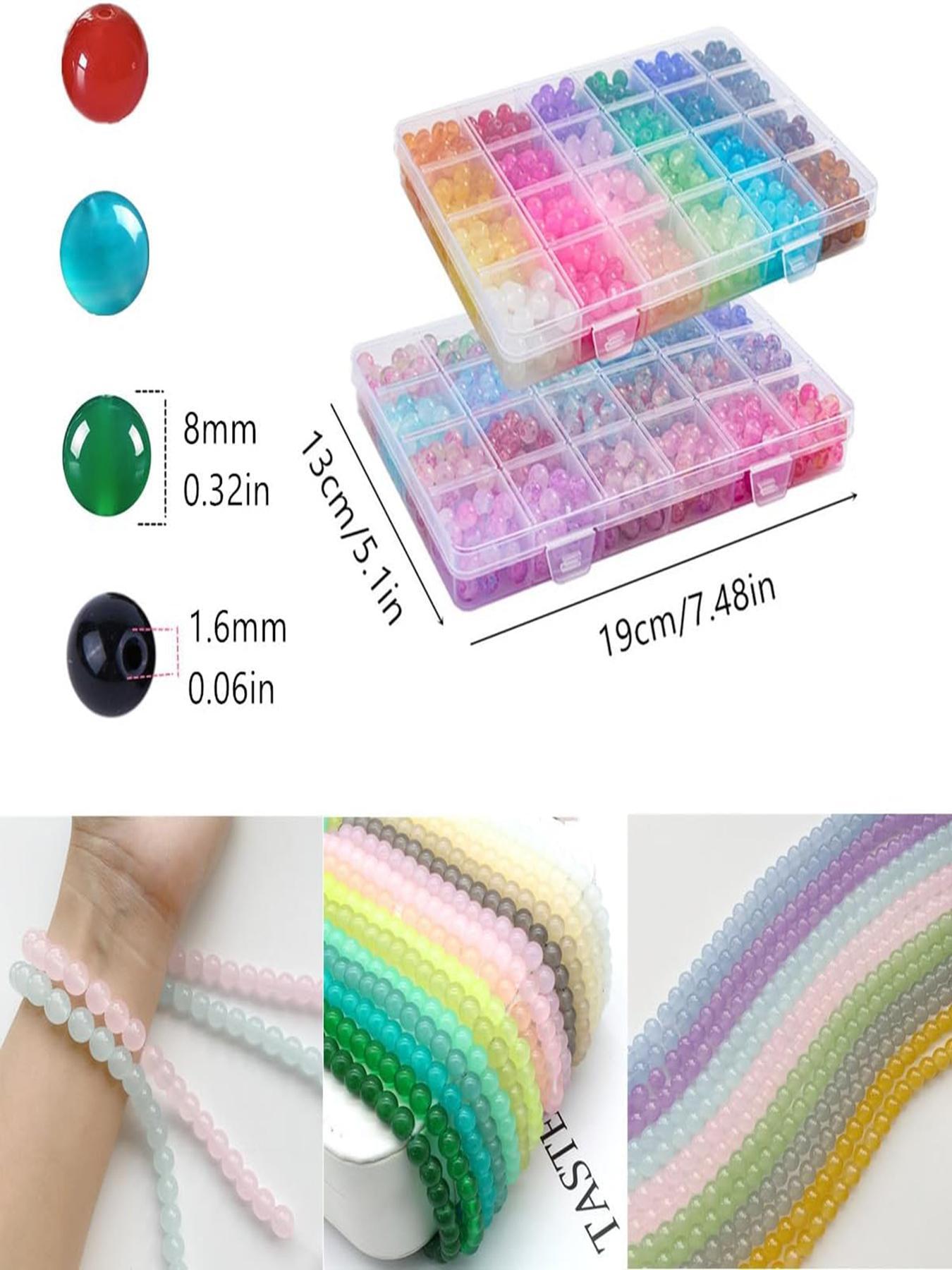 48-color Round Glass Bead Kit, 360/ Colorful Beads for Bracelet Necklace Earrings, Jewelry Making Supplies for Women & Teenager Beading Making