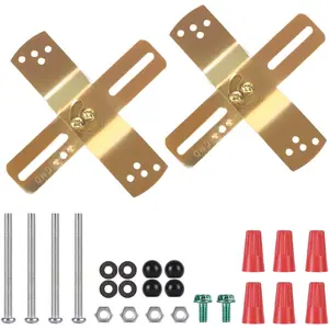 2 Pack 4" Light Fixture Mounting Brackets, Adjustable Mounting Plates for Standard 4" Electric Box, Light Crossbar Set with Screws & Nuts for Wall Light, Close to Ceiling Light, Pendant Lights