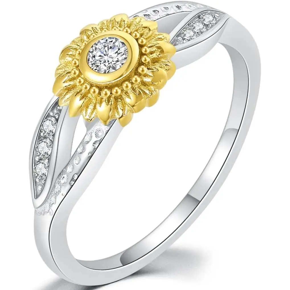 Jewelers Stainless Steel Hammered Sun Flower Style Wedding Engagement Statement Promise Anniversary Holiday Ring