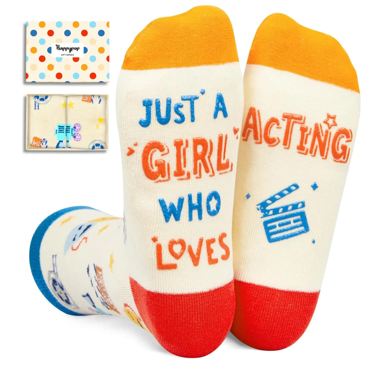 HAPPYPOP Acting Theater Gifts for Women Teen Girls - Acting Theater Gifts for Women Girls, Drama Gifts for Theatre Lovers, Funny Acting Socks
