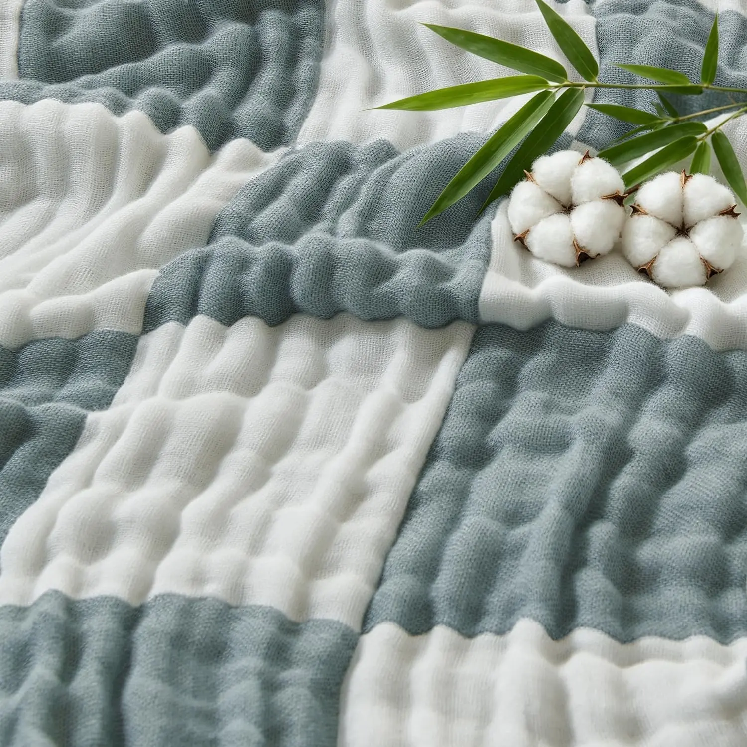 Men's Checkered Cooling Muslin Blanket - Breathable Cotton-Blend, Moisture-Wicking, Lightweight Rayon-Derived-from-Bamboo Gauze Summer Throw for Hot Sleepers (Multi-Size)