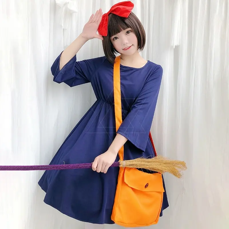 Women's Original Kiki's Delivery Service Comic Witch Cosplay Garment, Loose Fabric Halloween Stage Outfit (Festive & Party Supplies Accessory), Accessories