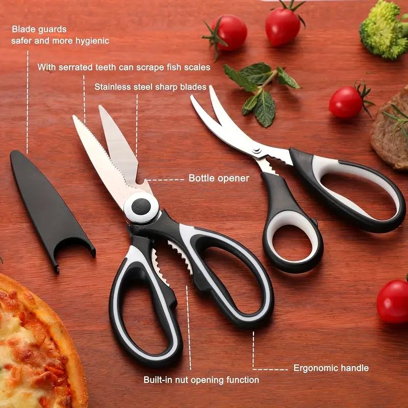 [Stainless Steel Scissors] 3pcs Heavy Duty Stainless Steel Kitchen Scissors | Food Grade Cooking Shears for Cutting Meat, Food, Fish, Poultry | Multipurpose Sharp Sissors for Dishwasher Safe