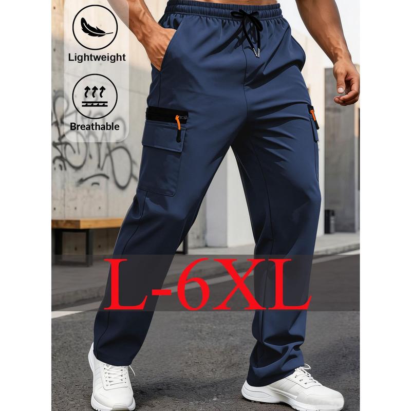 Large Men's Fashionable Workwear Pants Are A Casual and Loose Fit with Multiple Pockets, Suitable for Leisure, Outdoor Hiking, Daily and Casual Activities, Running and Exercising, Outdoor Sports, and Suitable for Spring and Autumn Wear.