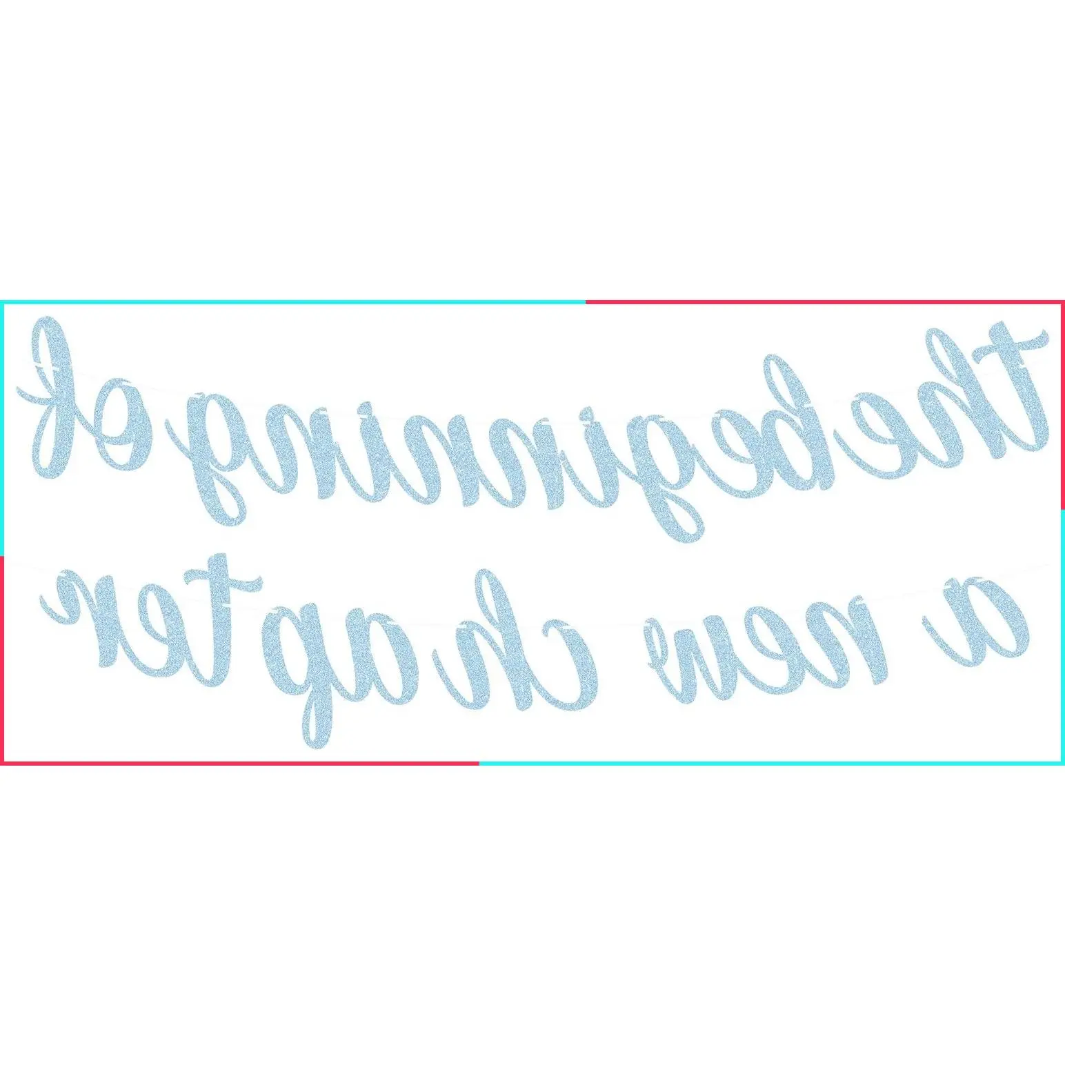 The Beginning of A New Chapter Banner - Light Blue Glitter Farewell Party Decoration Supplies, Perfect for Graduation, Retirement, Engagement Party Photo Booth Props