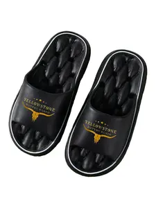 1 pair of Yellowstone Dutton Ranch women's slippers, extremely comfortable and with a hollow design - Soft sole, suitable for indoor use, all-year-round, hand washable, available in black, women's shoes, Casual Slippers