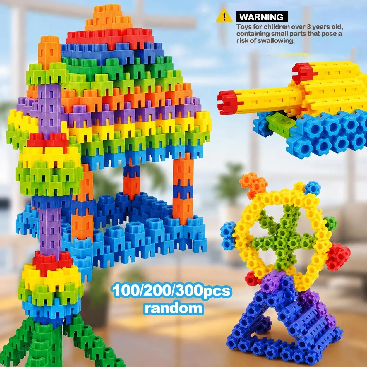 Kids Hexagon Plastic Building Blocks Set, Building Kit, Building Sets, DIY Building Block, Educational Creative Toy for Children, Develops Creativity & Imagination, Christmas Birthday Gift Idea
