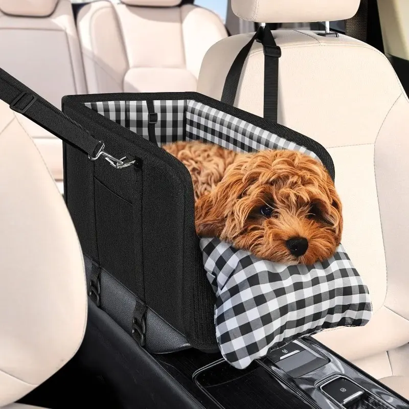 Foldable Pet Car Seat with Safety Belt Support and Non-Slip Design, Portable Booster Seat for Small Dogs, Suitable for Suvs and Cars
