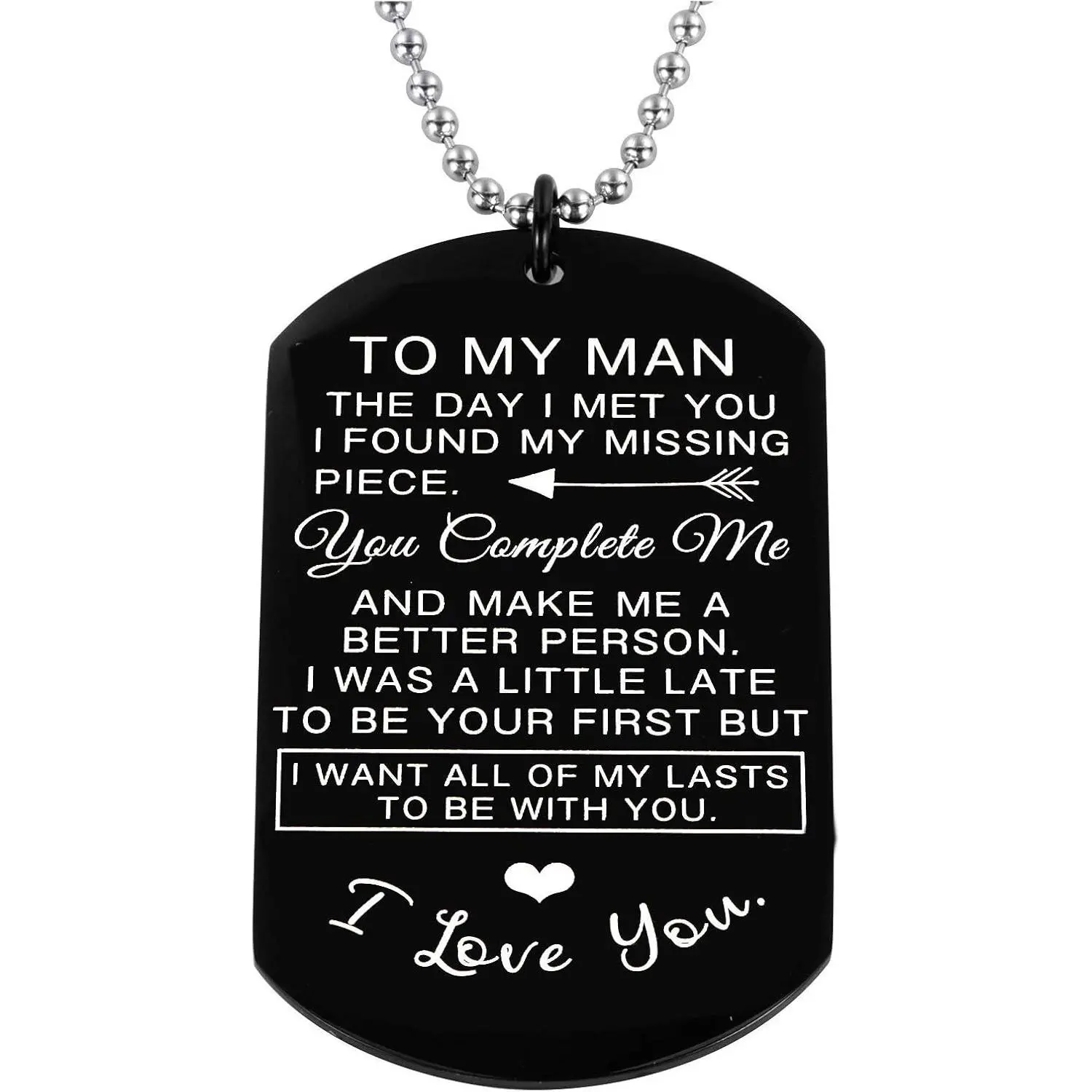 to My man I love you  Tag Pendant Necklace Couples Lovers  for Him Boyfriend Husband Gifts