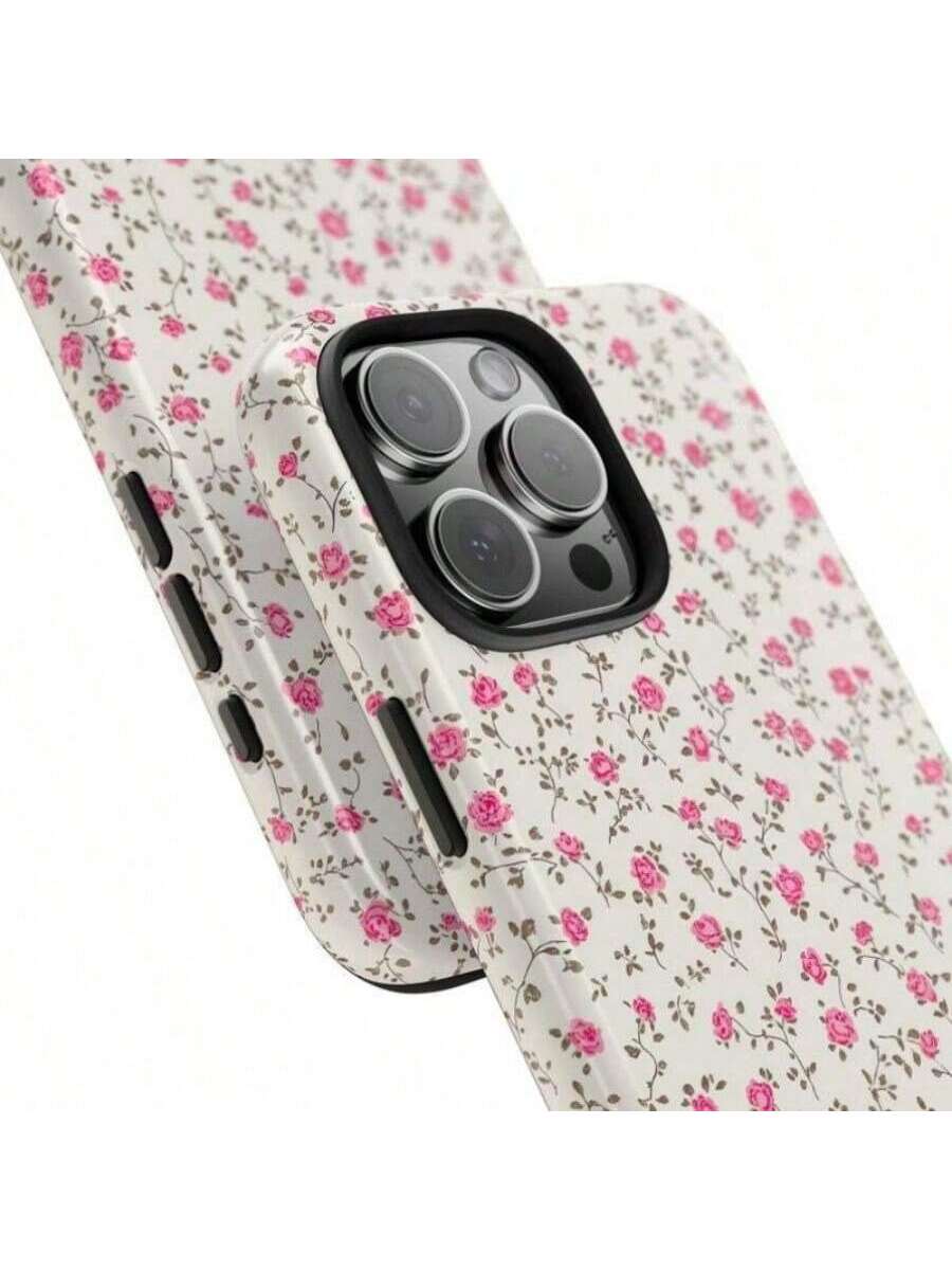 Floral Pattern Film Mobile Phone Case Is Suitable For IPhone 16/15/14/13/12 Pro Max 14 15 16 Plus 11 Thickened Double-Layer TPU + PC Material 2-In-1 Shockproof And Drop-Proof Protective Case, Providing Strong Protection,Suitable For IPhone 17 Air