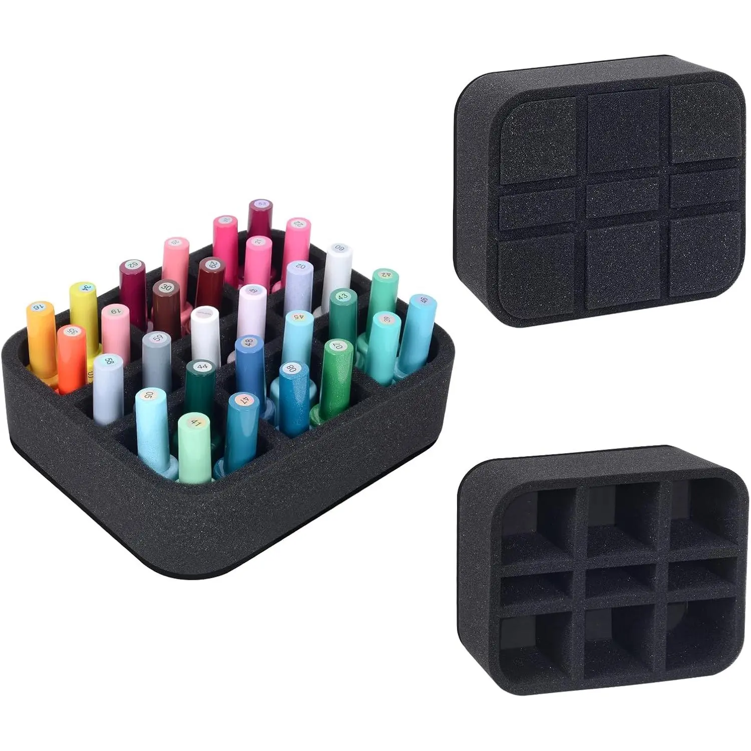 Polish Organizer Holder  Pad DIY with 9 Slots for Storage  Polish or Essential Oil Tray for Drawers Black