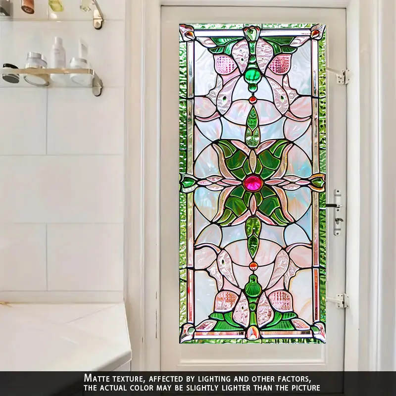 1pc Artistic Glass Sticker Pattern, Static Cling Window Decal, PVC Electrostatic Adhesion, Removable and Reusable, Provides Privacy Protection and Decorative Effect, for Home, Kitchen, Bathroom, Bedroom, Balcony, Party Supplies, Easy to Install