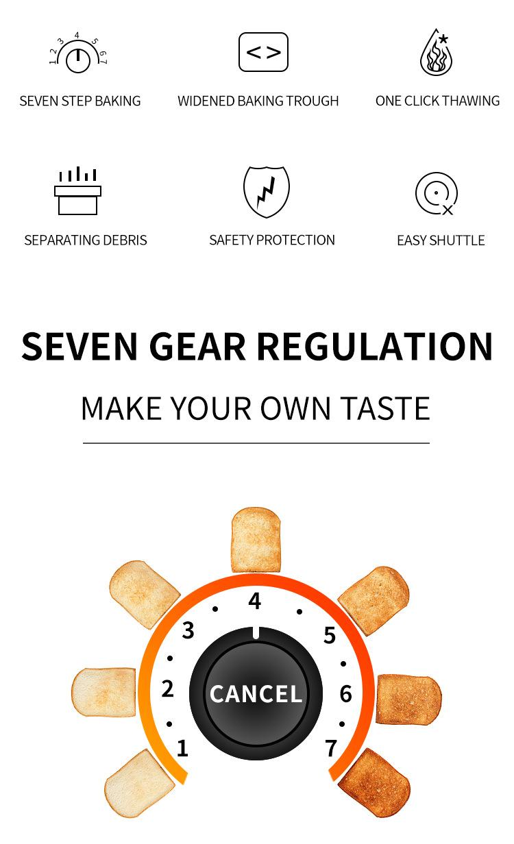 Sleek Black Household Bread Toaster & Breakfast Machine, Multifunctional Automatic Toaster for Homemade Toast and Daily Light Breakfast Meals