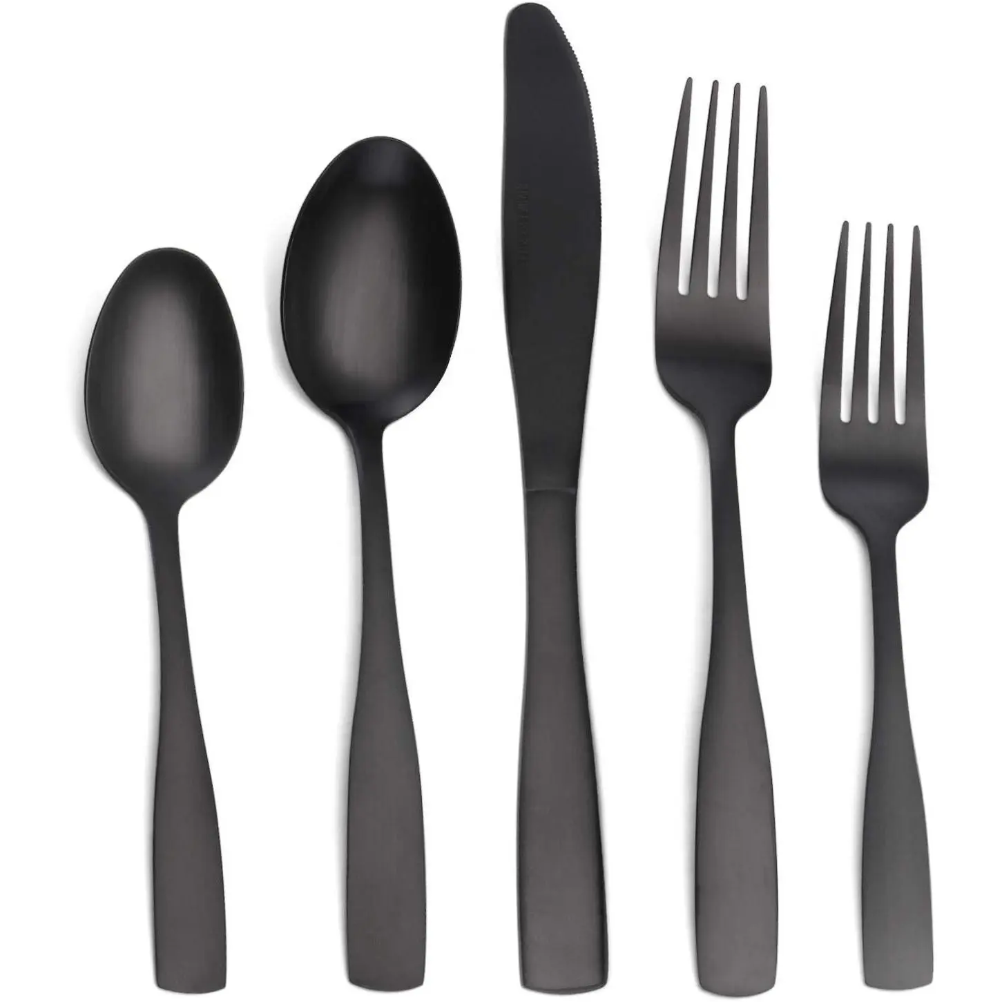 Matte Black 20-Piece Stainless Steel Flatware Set with Satin Finish, Service for 4, Dishwasher SafeGift