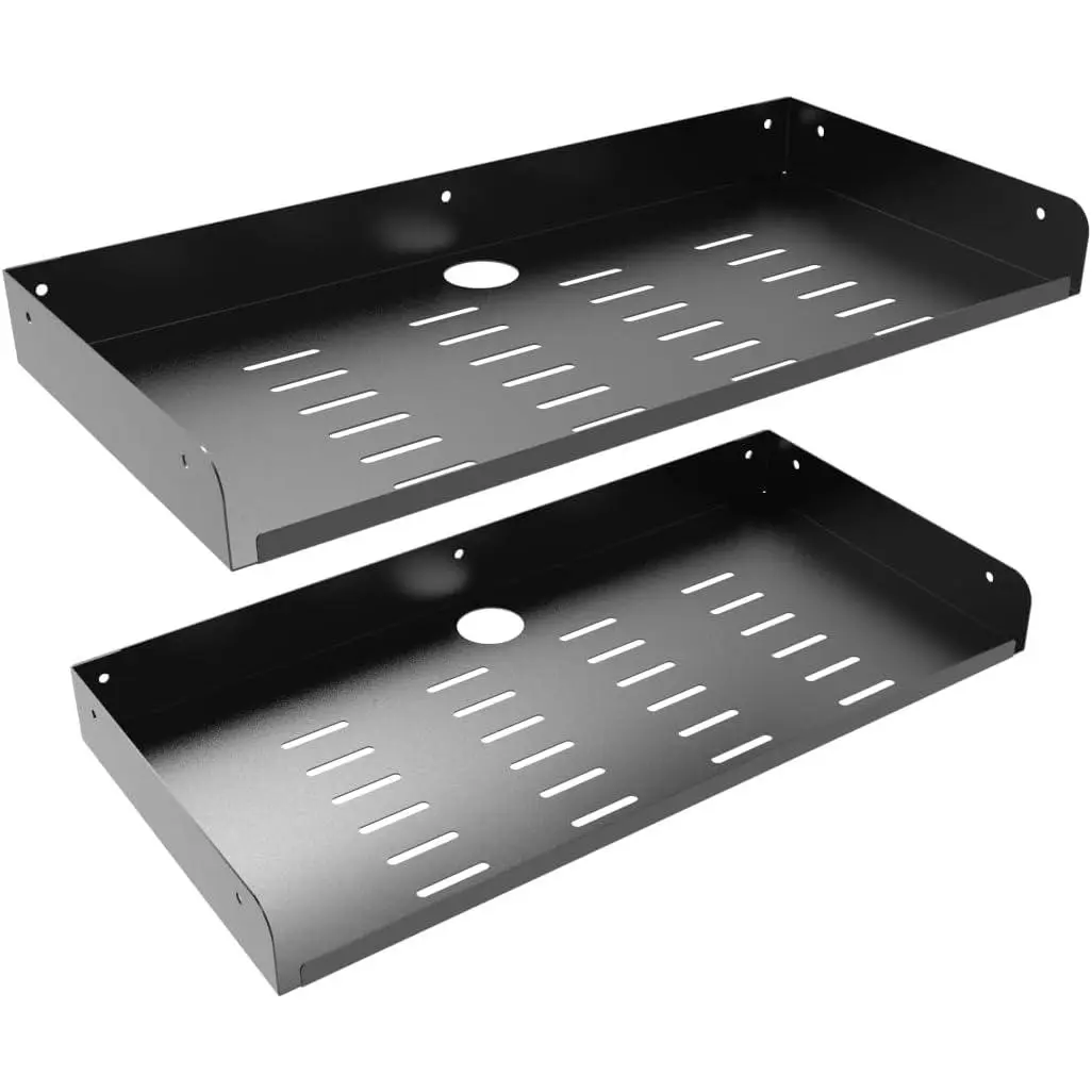 2-Piece Metal Floating Shelves - Wall-Mounted Storage Solutions, 16.6in W x 8in D Modern Steel Decor Shelves for Bathroom, Bedroom Display & Organization, Style Floating Shelves