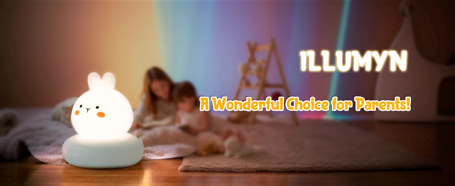 Kids Lamp Bunny Night Light Toddler Night Light Rechargeable Dimmable with 30 mins Timer Function Safe Silicone Material for Kids to Play with