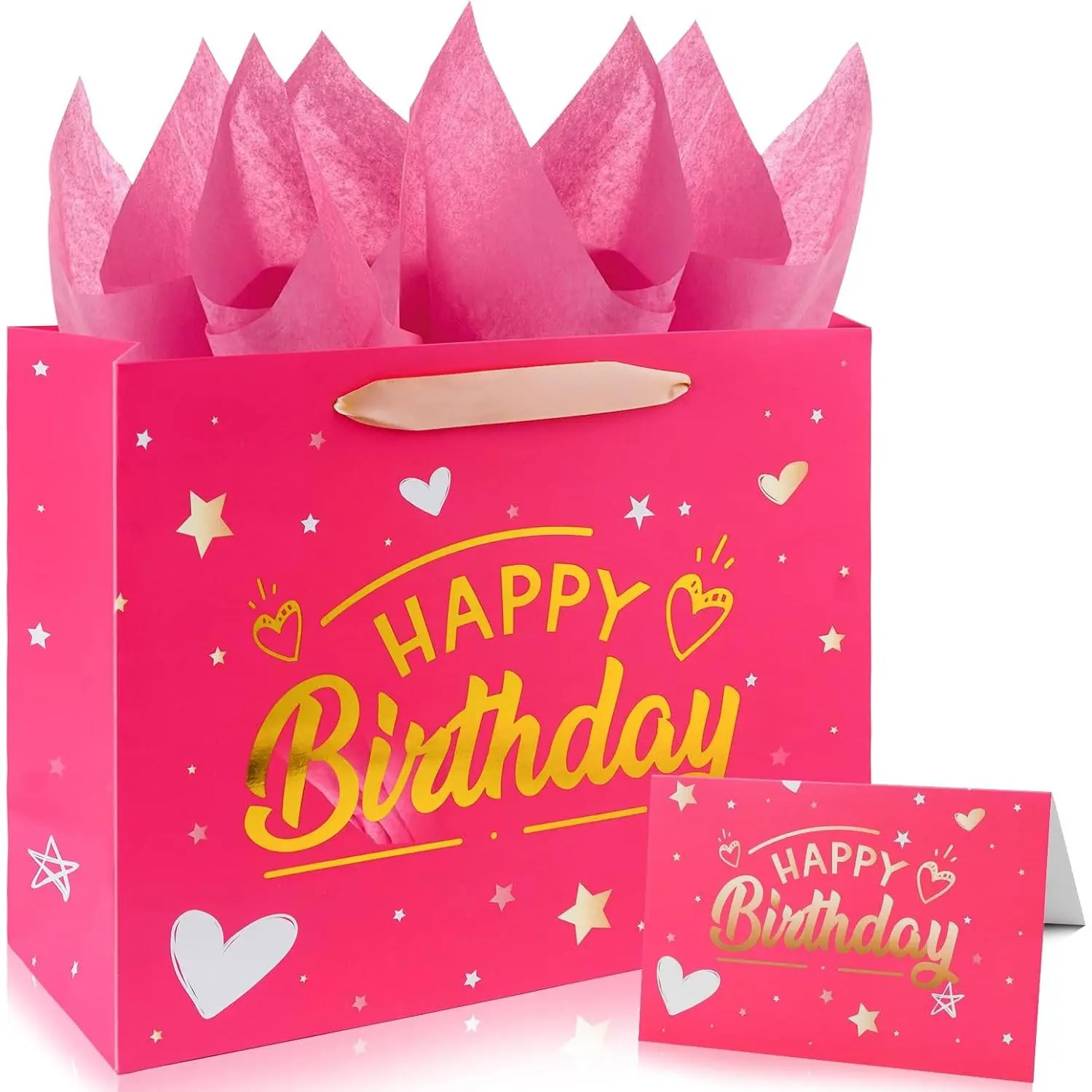 Happy Birthday  Bag, 13"  Birthday Bags Set for Girls & Women | Comes with tissue paper & greeting card
