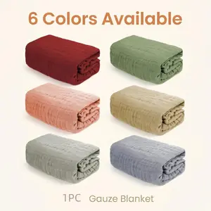 1pc Six-Layer Washable Bubble Satin Baby Bath Towel, Morandi Color Series, Soft and Fluffy, Absorbent and Breathable, Infant Bath Wrap