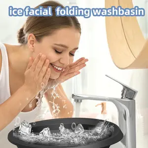 Silicone Folding Ice Face Basin with Ice Tray, Portable Cold Compression Facial Bath for Pore Minimizing, Ideal Beauty Tool Gift
