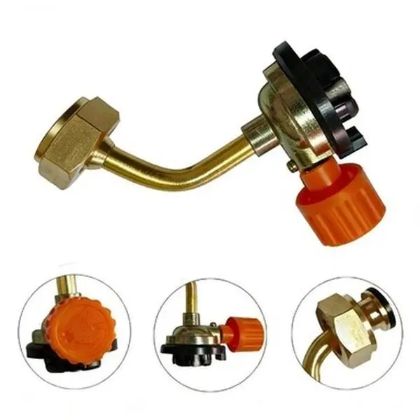 Portable Copper & Zinc Alloy Butane Refill Adapter - Outdoor Cooking Equipment, Refillable, Secure Connection, Quick Setup, Reusable, Cost-Effective Gas Connector for Camping, Hiking, 1Pc