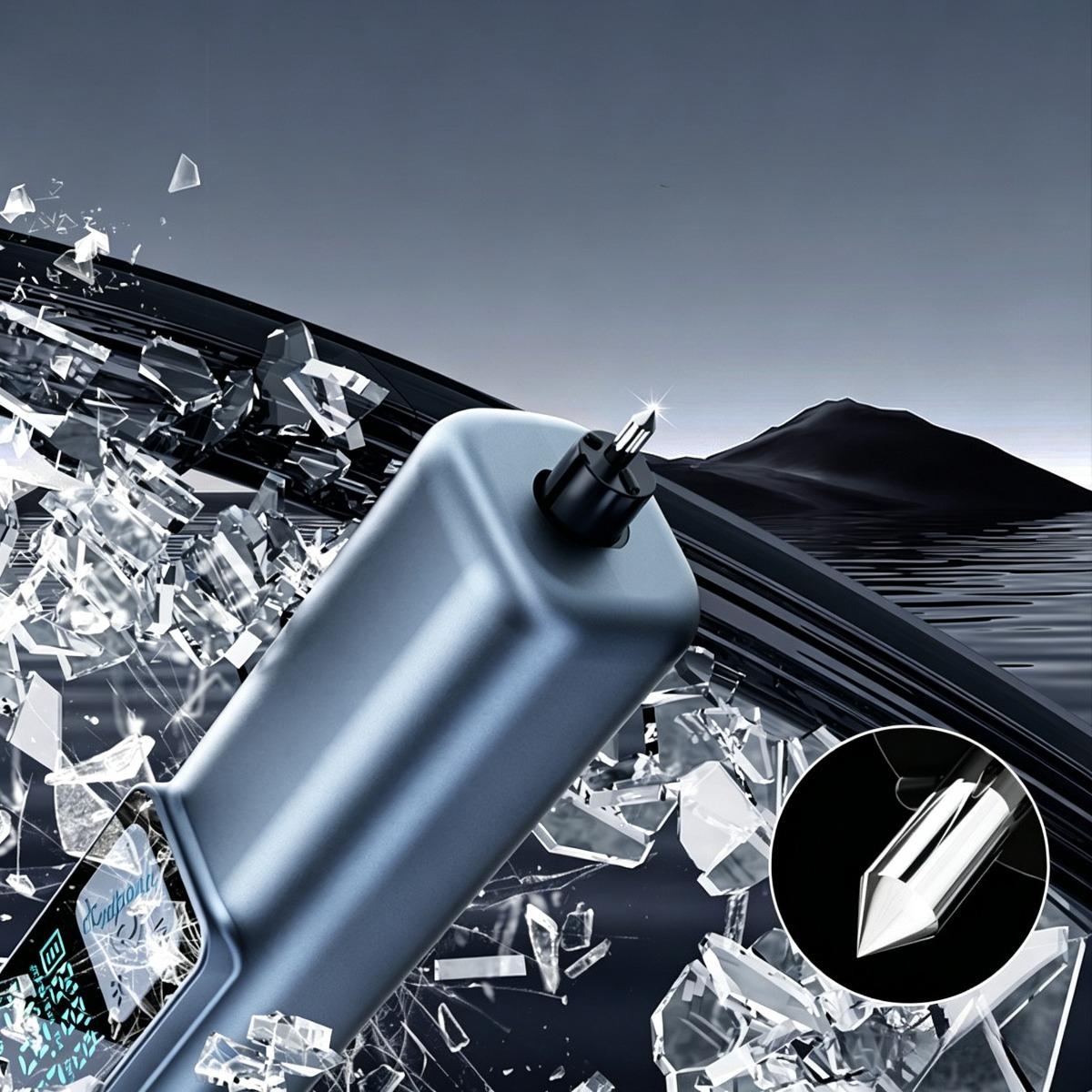 Portable Cordless Tire Inflator with Emergency Tools - 12V Wireless Car Air Pump, Digital Pressure Gauge, Power Bank, Safety Hammer & Seatbelt Cutter, Rechargeable Tire Pump for Cars, Bikes, SUVs Reusable