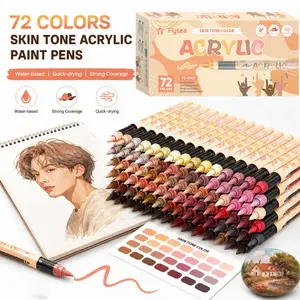 72 Color Skin Tone Acrylic Paint Pens with Soft Brush Tip, Water-Based Acrylic Markers for Painting on Wood, Glass, Canvas, Ceramic, Stones, Coloring Books & Art Supplies