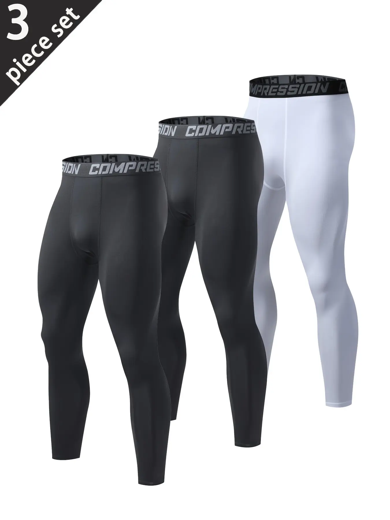 3-Pack Camo Print Basketball Tight Pants, Sporty Nine-Inch Workout Bottoms, Running Exercise Leggings with Letter Waistband