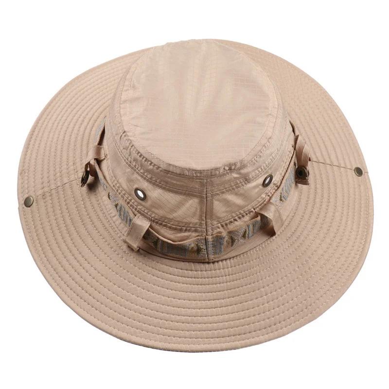 Summer Men Women Breathable Bucket Hat Outdoor UV Protection Wide Brim Panama Hat for Safari Hunting Hiking Mesh Fisherman Caps