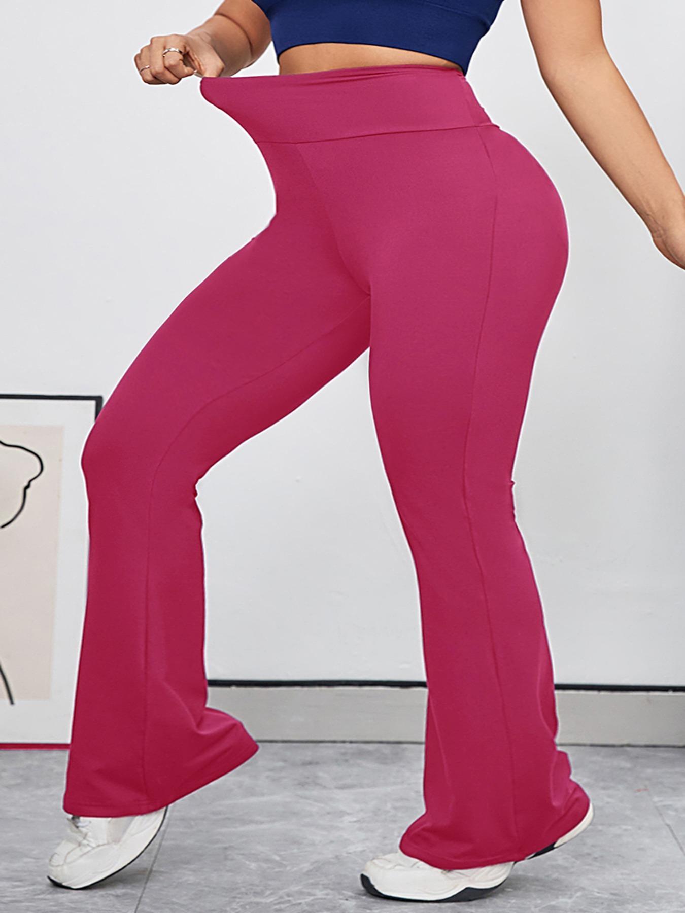 【Plus Size】 Solid High Waist Flare Leg Sports Leggings, Sporty Bell Bottom Pants for Yoga Gym Workout Running, Summer, Flared Yoga Pants, Fitness Yoga Pants