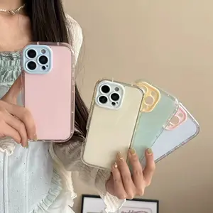 [LX] Dopamine Color Block Glossy Shockproof Bumper Cellphone Casing, Protective Accessories for iPhone 17,16,15,14,13,12,11 Pro Max Plus & Samsung Galaxy S26,S25,S24,S23,S22 Ultra (Offers Enhanced Device Protection)