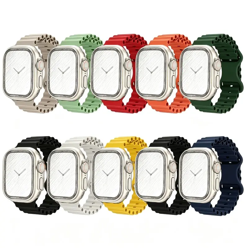 10 Pack 2026 Ocean Sport Band for Apple Watch Ultra 2, Soft Silicone Waterproof Strap, Breathable Design for Outdoor Activities, Fits Sizes 49mm to 42mm，Soft Silicone Breathable Waterproof Outdoors for iWatch  Men Women Watch not included