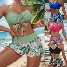 "Floral Print Triangle Bikini Set - Vibrant and Stylish Beachwear"