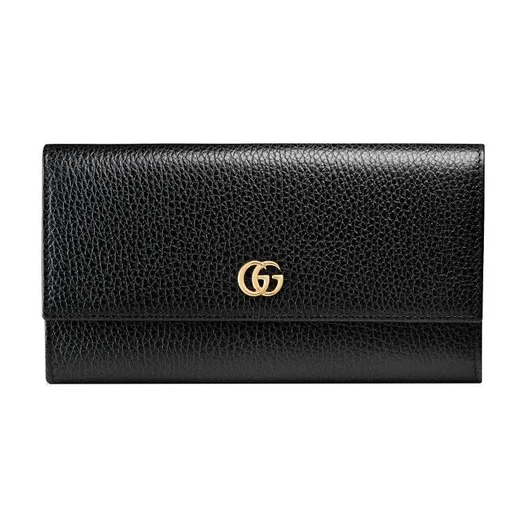 Gucci Marmont Small Zip Coin Purse with Double G Metal Detail, Snap Closure, Leather Wallet for Women, Black
