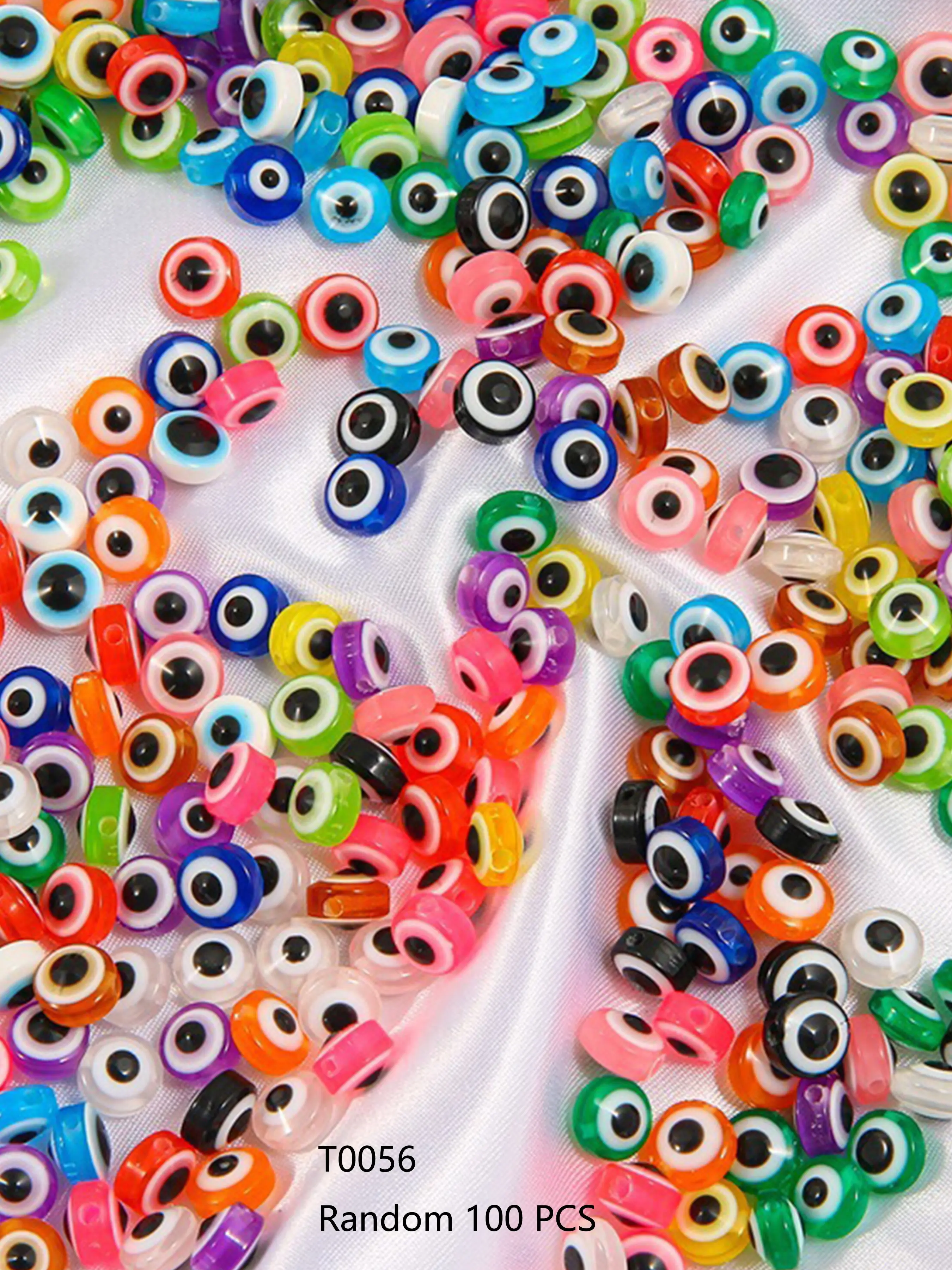 100pcs Colorful Resin Evil Eye Beads – 6mm Flat Round Fish Eye Loose Beads, Beading Supplies for Crafts, DIY Beading Accessories, Bracelets, Earrings, Necklaces & Phone Charms Jewelry Making, Creative Handmade Gifts for Women & Girls