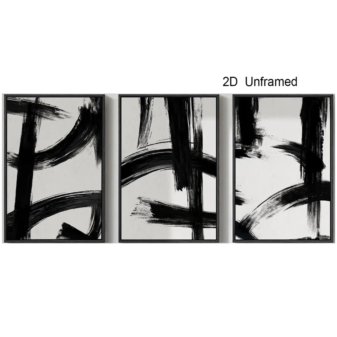 3-Piece Set of Frameless Black-and-White Abstract Wall Art for the Living Room, Canvas Art Set, Modern Minimalist Wall Decor for Bedrooms, Offices, and Hallways