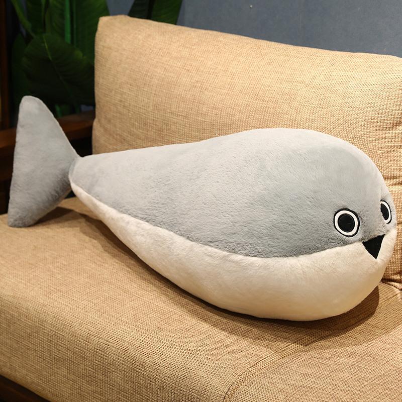 50/80/100CM Sacabambaspis Grey Lifelike Fish Doll Plush Toy Stuffed Pillow Sea Animals Toys Sofa Cushion Decor for Kids Girls