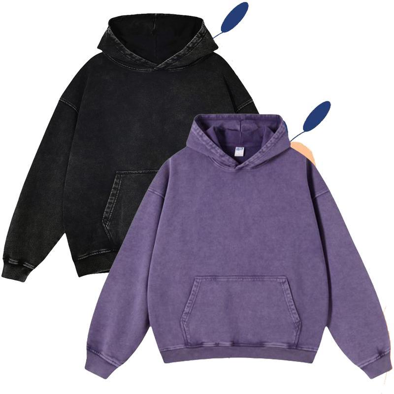 Acid Wash Hoodie Vintage Hoodie Unisex Heavy Weight Hoodie Distress Hoodies for Men Women Couples
