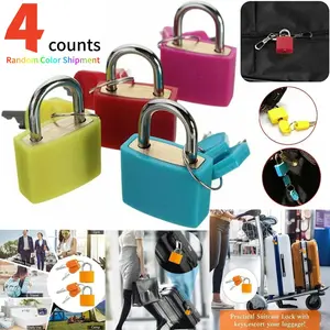 4-Pack Colorful Plastic Wrapped Metal Locks, Key-Operated Small Anti-Theft Locks, Universal Security Locks for Luggage, Gym, School Drawers, Locks with Keys